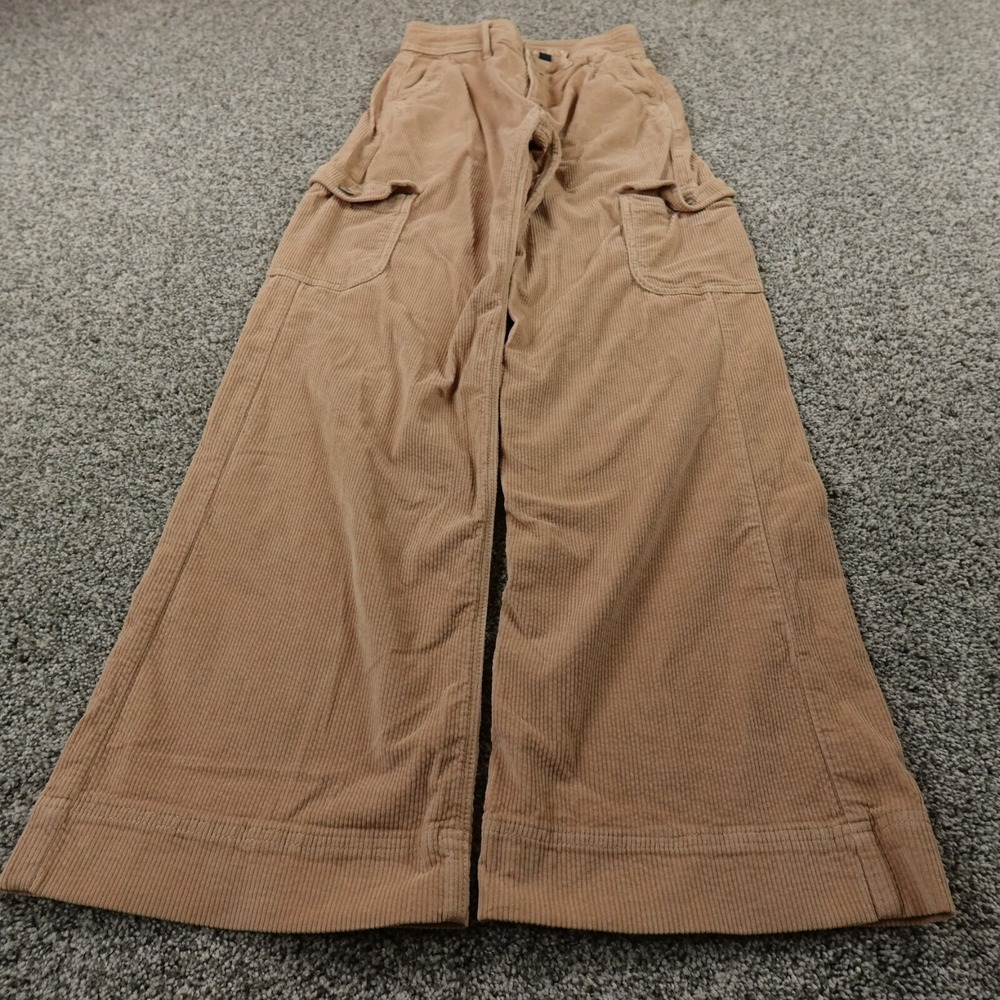 American Eagle Pants Womens 00 Brown Cargo High Rise Baggy Wide Leg Rave Stretch